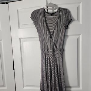 Derek Heart Black and White Striped Midi Dress